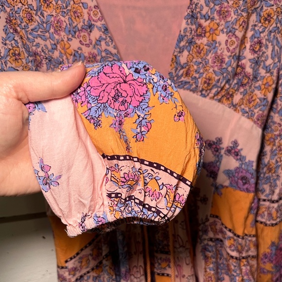 Free People Mixin It Up Long Sleeve Mini Dress Bright Paisley Print - Picture 5 of 14